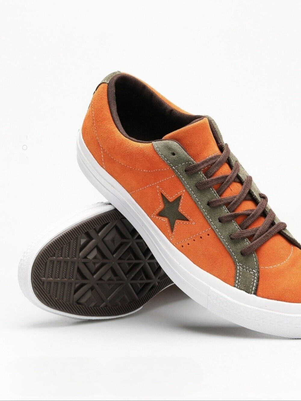 RARE🔥 Converse One Star Mandarin Orange Olive Suede Sneakers W 8.5 M 6.5⁷ Shoes